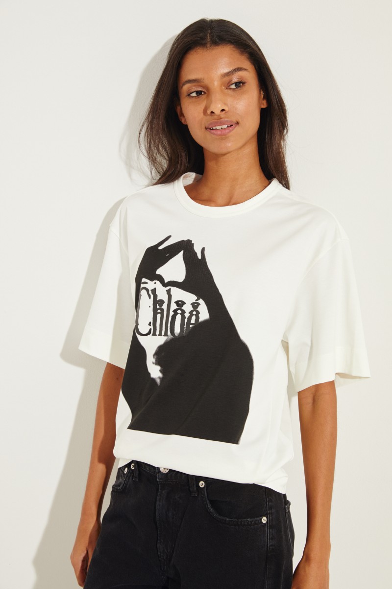 T-Shirt mit Print Crème