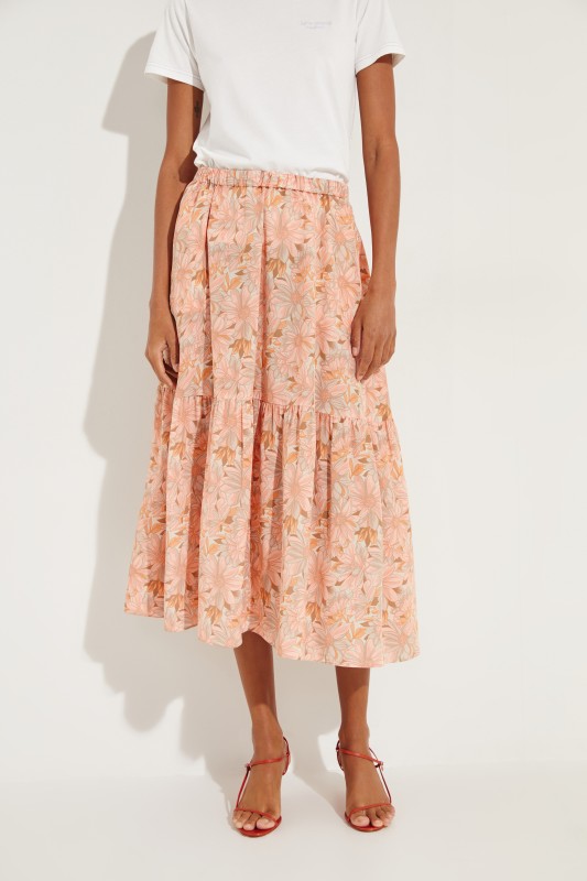Seiden-Rock mit floralem Print Multi