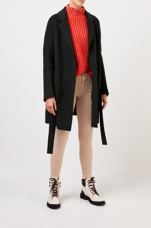 Cashmere-Mantel 'Bruna' mit Gürtel Khaki