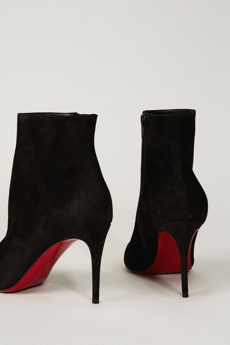 Christian Louboutin Veloursleder-Stiefelette 'Eloise Booty' Schwarz