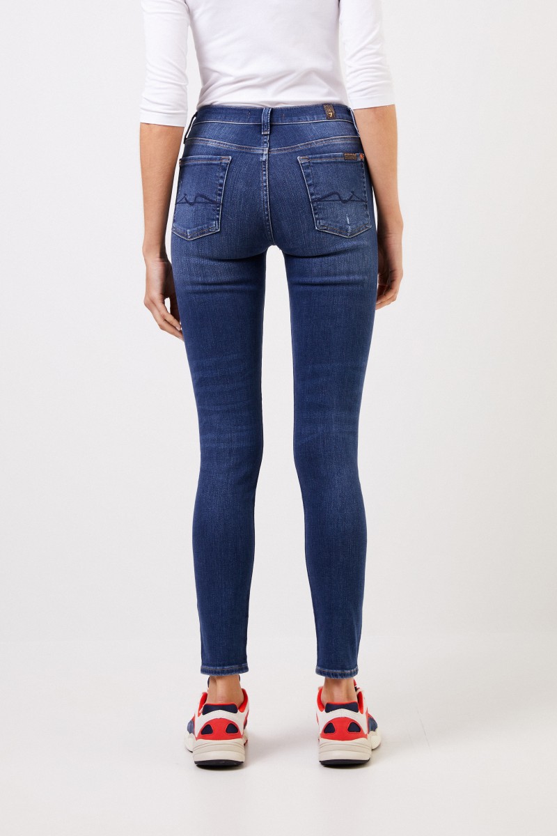 7 for all mankind Skinny-Jeans mit Used-Look 'The Skinny' Blau