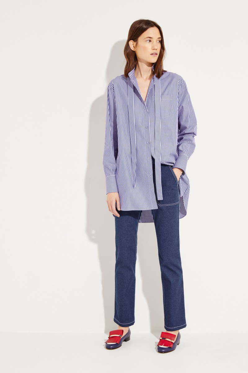 Gestreifte Oversize-Bluse Blau/Weiß