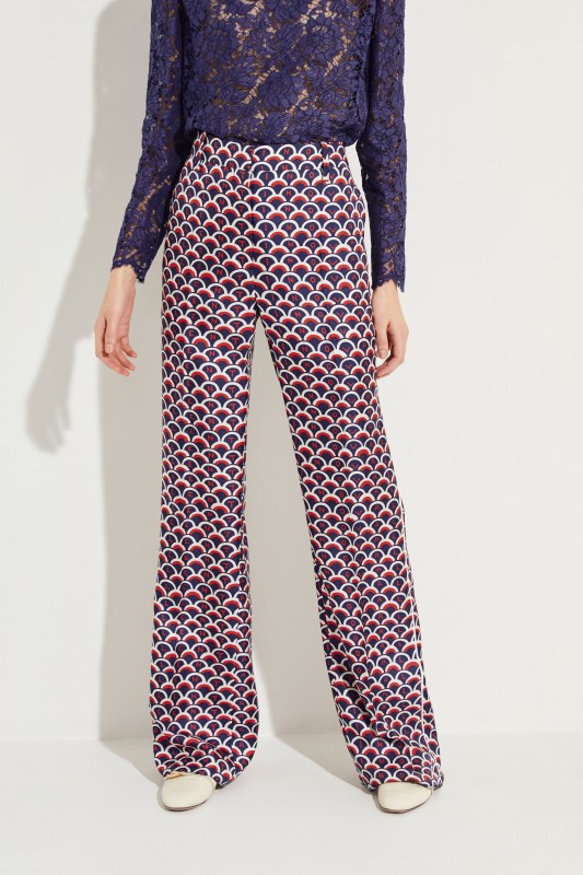 Gemusterte Seiden-Hose Multi