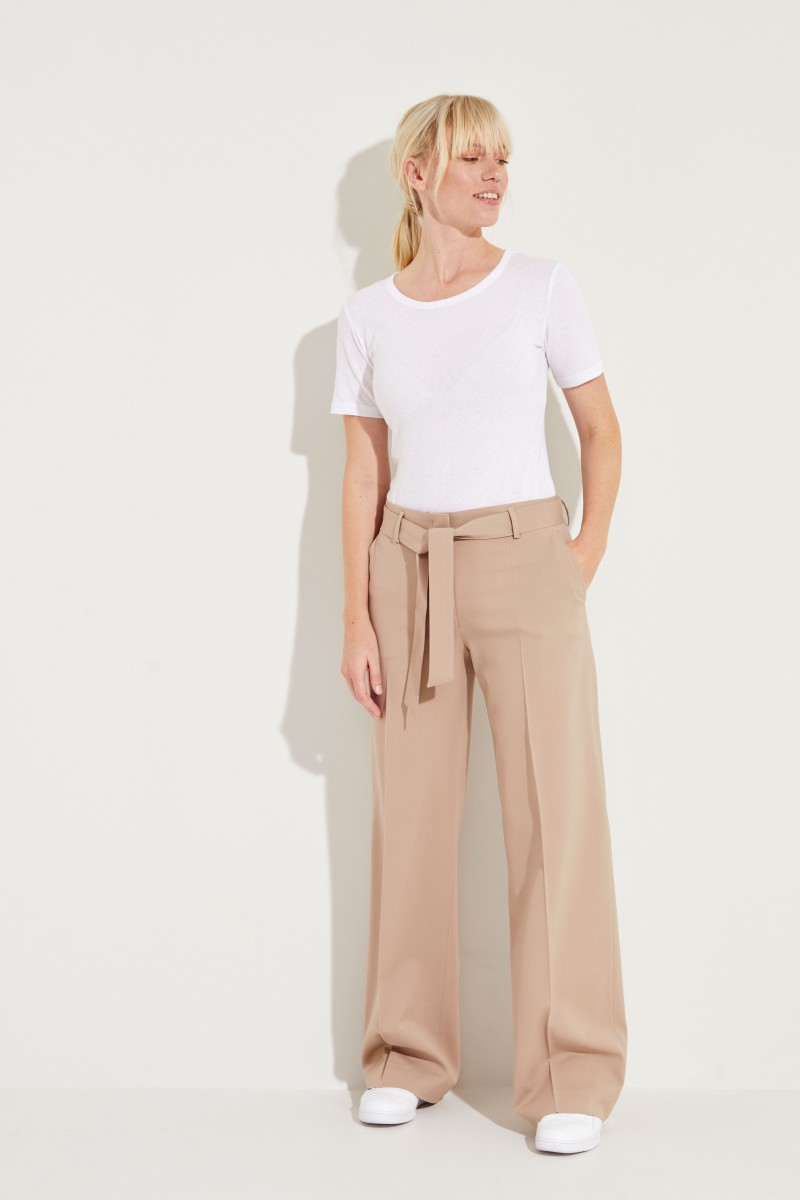 Woll-Hose 'Izabel' mit Gürtel Beige