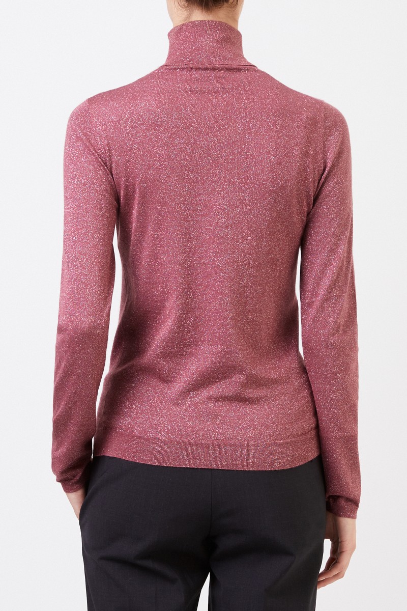 Brunello Cucinelli Cashmere-Seiden-Pullover mit Lurexdetails Beerenton
