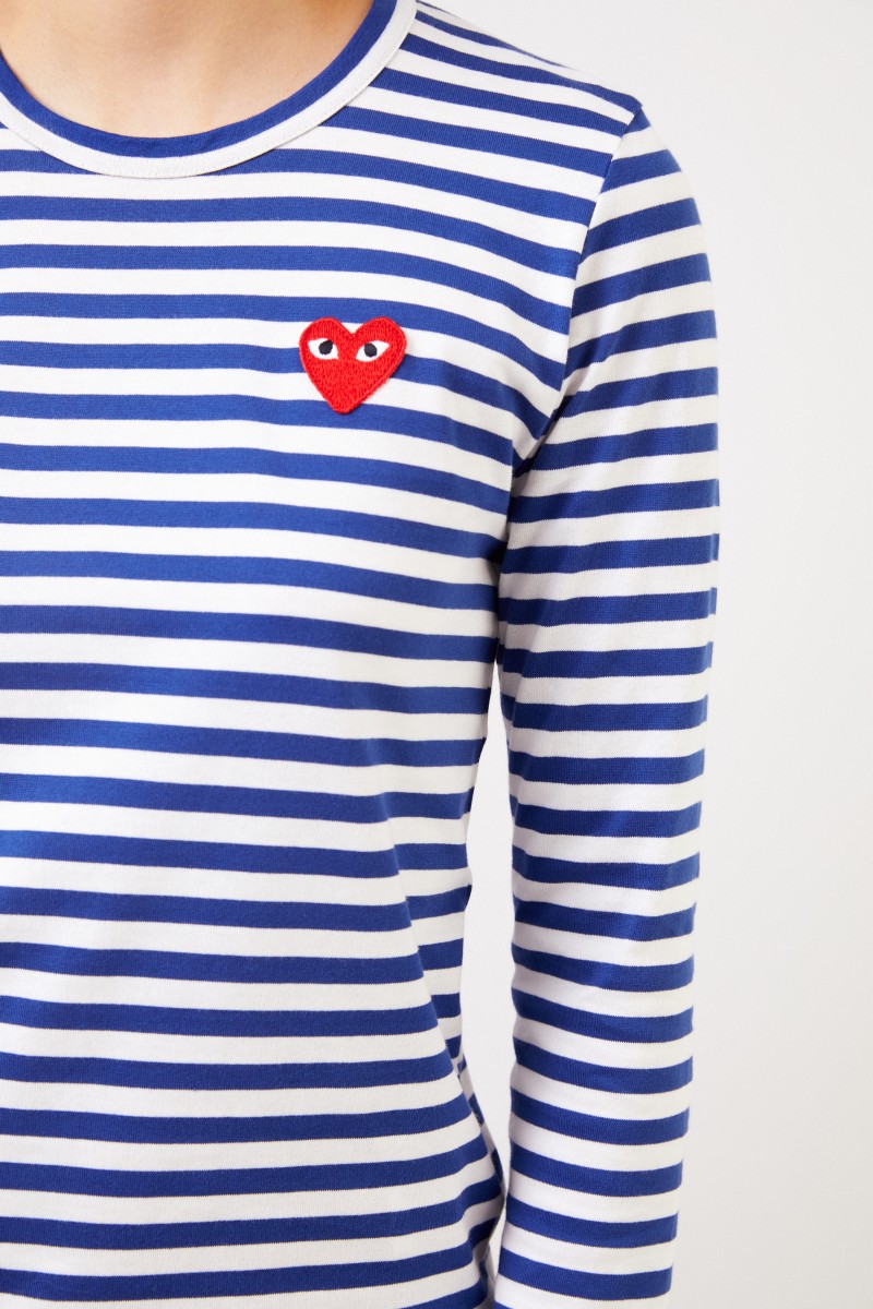 Comme des Garcons Play Gestreiftes Longsleeve Navy/Weiß