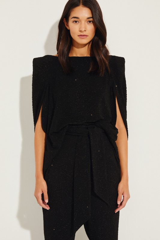 Top mit Glitzerdetails Schwarz