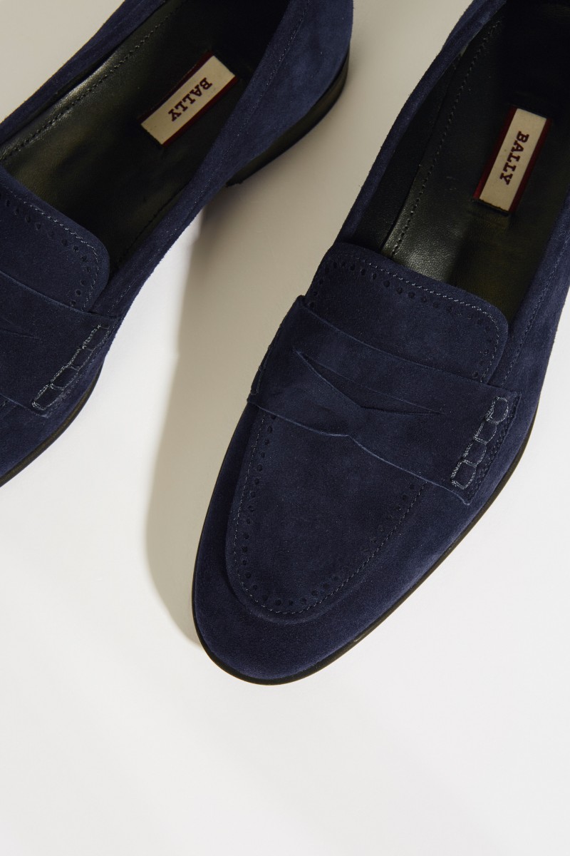 Veloursleder-Slipper 'Romika' Blau