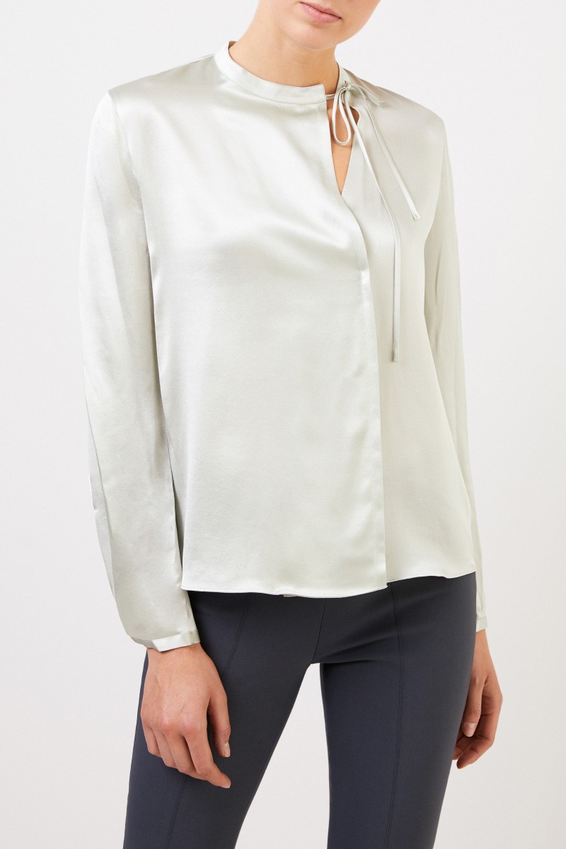 Vince Seidenbluse mit Bindedetail Hellgrün
