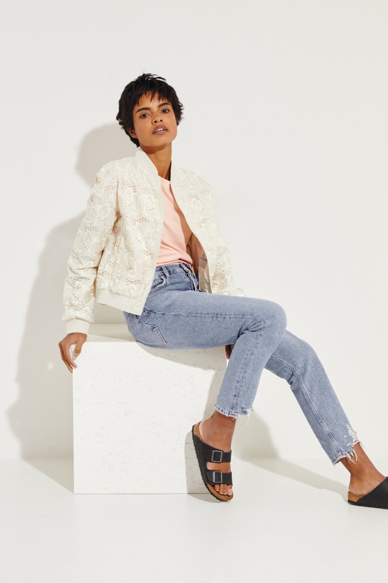 Jacke 'Tinote' mit Stickerei Crème