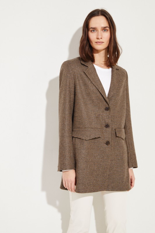 Woll-Blazer 'Demi' mit Hahnentrittmuster Schwarz/Braun
