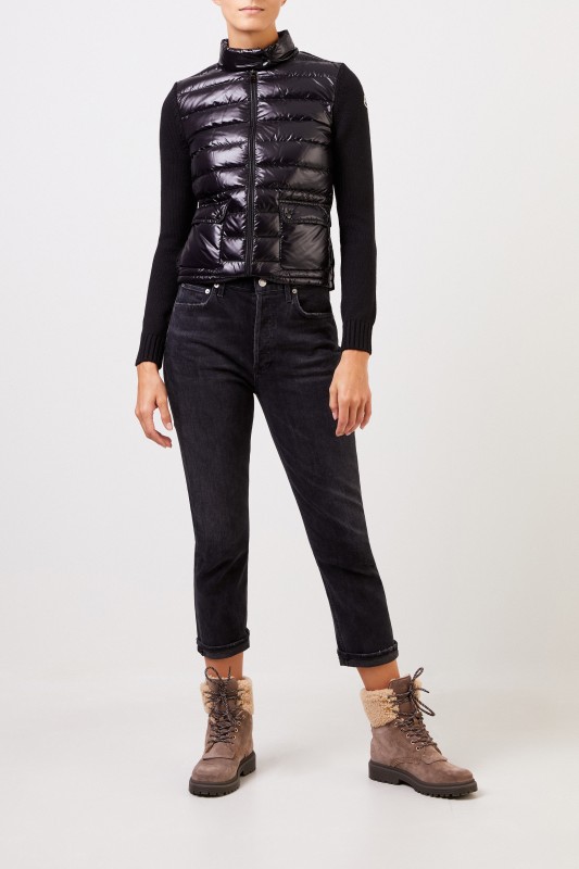 Moncler Daunen-Strickjacke Schwarz