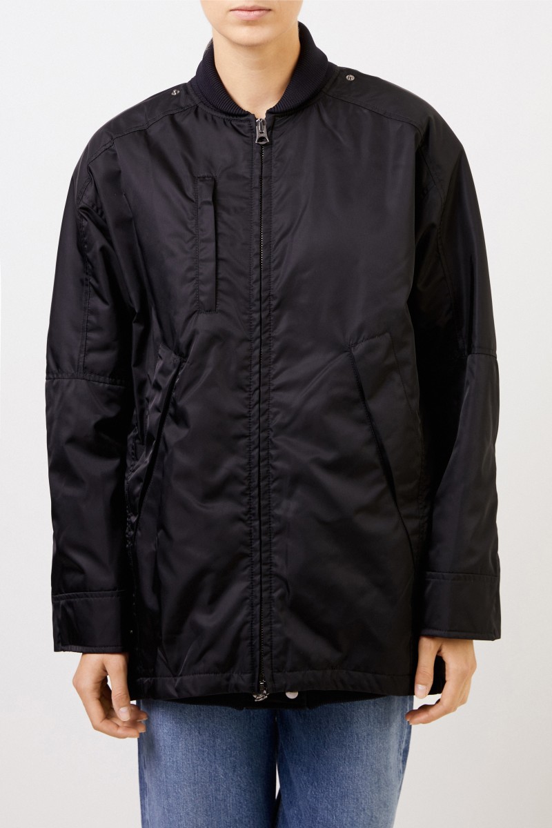 Acne Studios Lange Bomberjacke mit Kapuze Schwarz