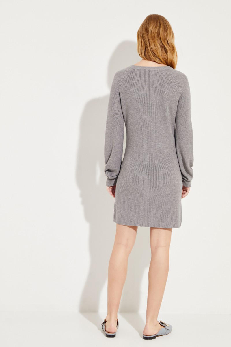 Seiden-Cashmere-Kleid Grau