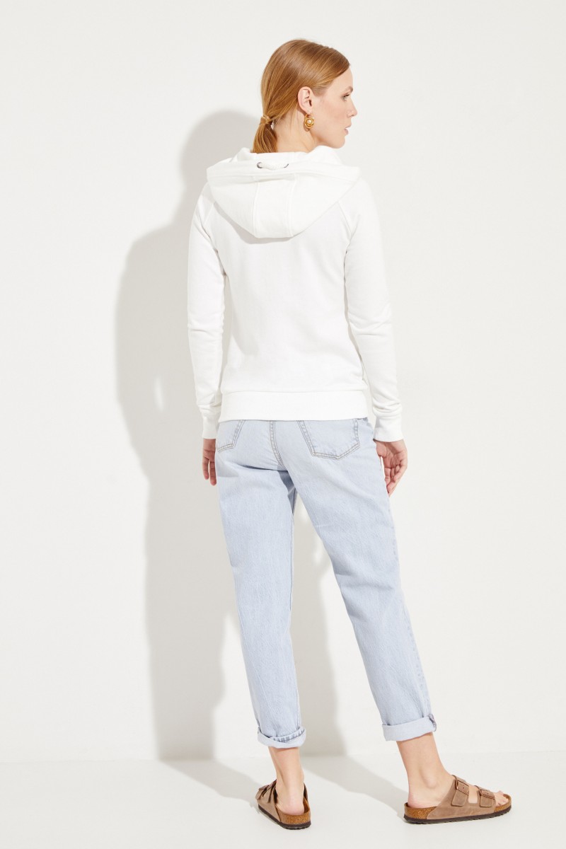 Sweatjacke mit Kapuze Écru