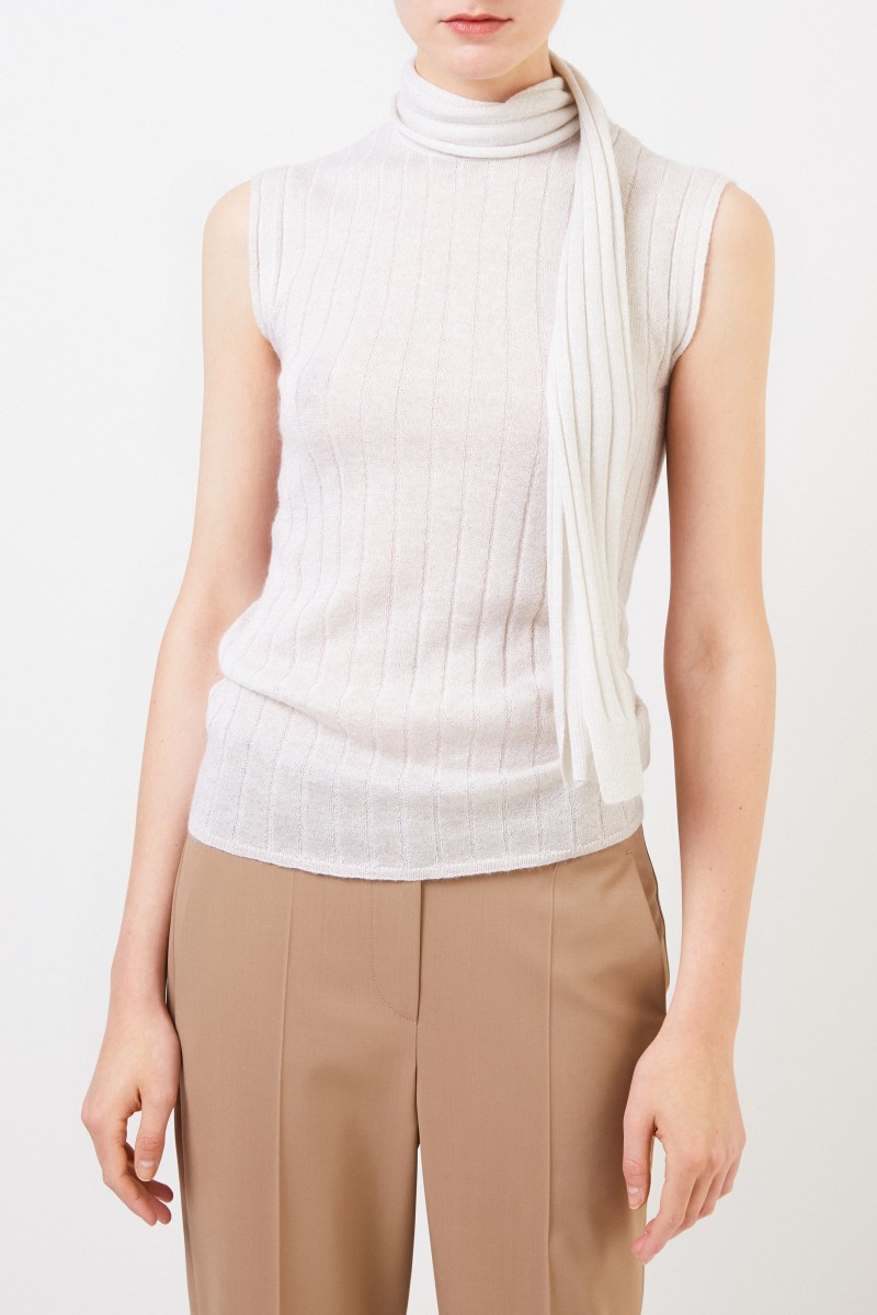 Brunello Cucinelli Mohair-Pullover mit Bindedetail Crème