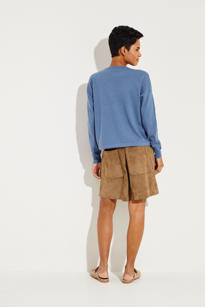 Cashmere -Pullover mit Perlenverzierung Blau