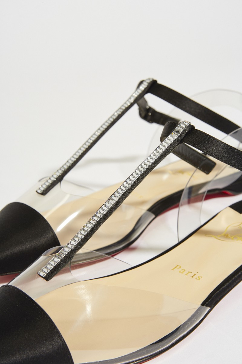Flats 'Nosy Strass' mit Satin-Details Schwarz