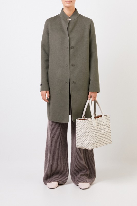 Manzoni 24 Klassischer Cashmere-Wollmantel Khaki