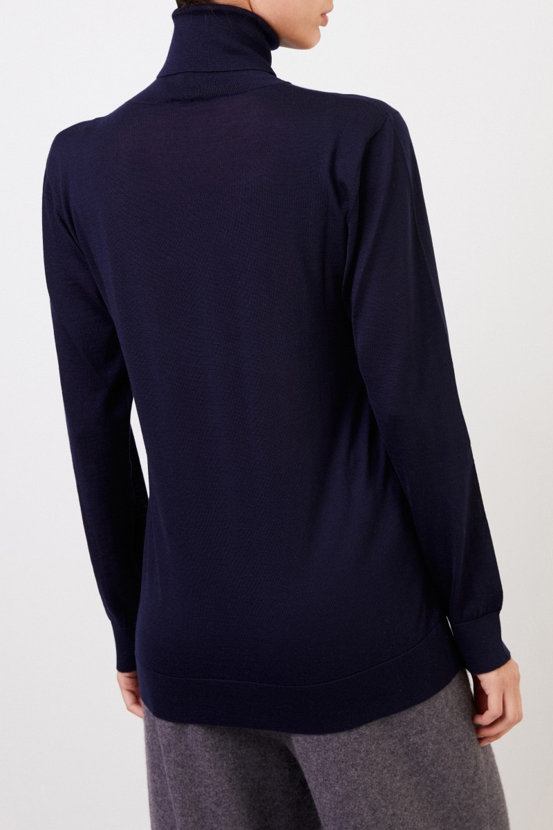 Loewe Cashmere Rollkragen mit Logo-Detail Marineblau