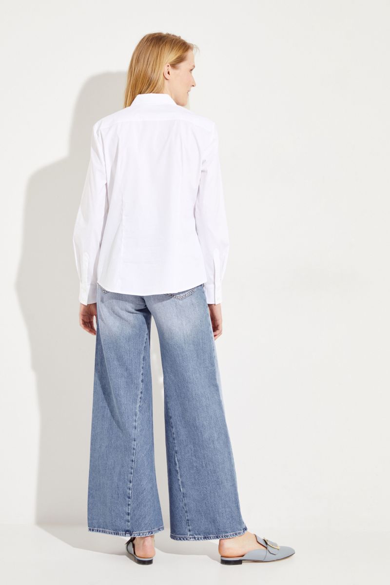 Klassische Bluse mit Ziernähten Weiß