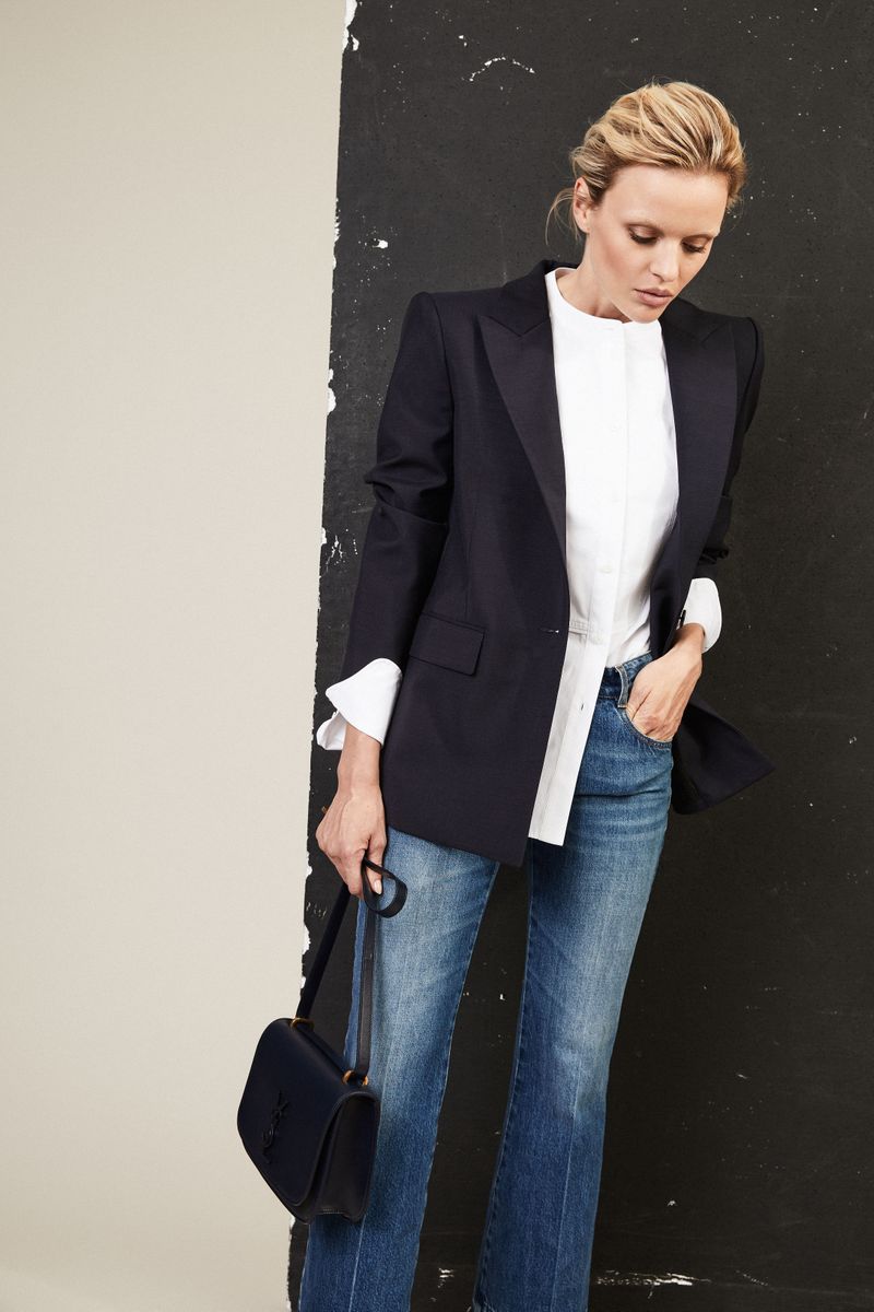 Mohair-Woll-Blazer in Blau