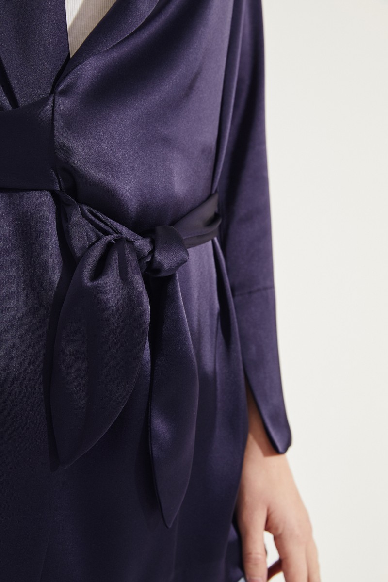 Satin-Wickelblazer Marineblau
