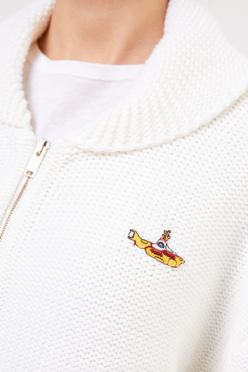 Stella McCartney Woll-Cardigan mit Patches Weiß/Multi