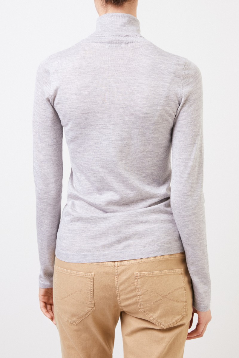Brunello Cucinelli Cashmere-Seiden-Rollkragenpullover Grau