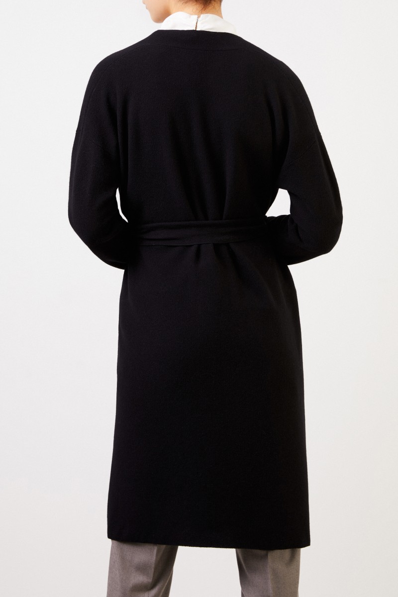 Fabiana Filippi Woll-Seiden-Cardigan mit Gürtel Schwarz