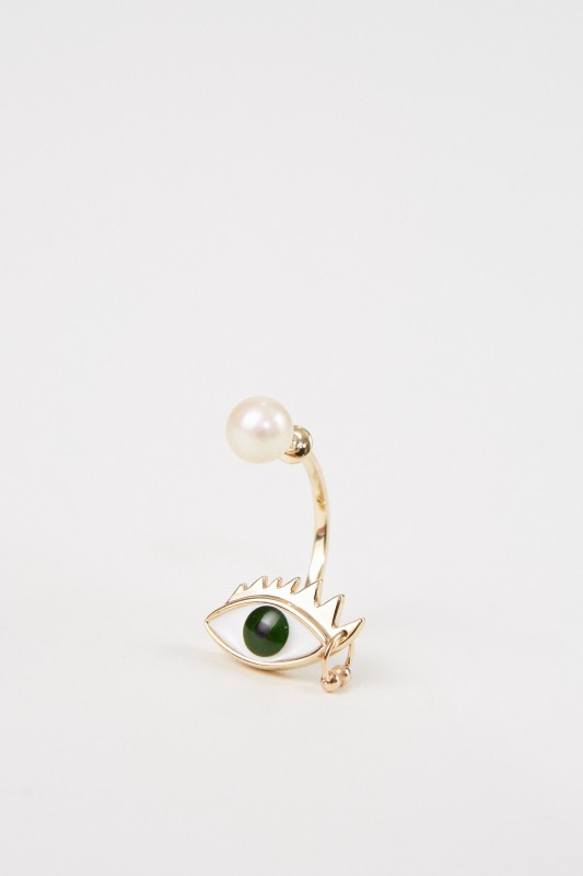 Delfina Delettrez Ohrring 'Eye Piercing' Gold/Grün