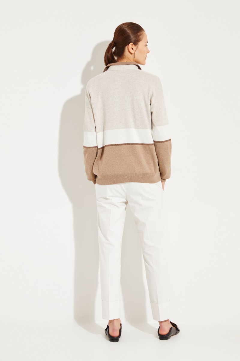 Cashmere-Cardigan mit Perlenverzierung Beige