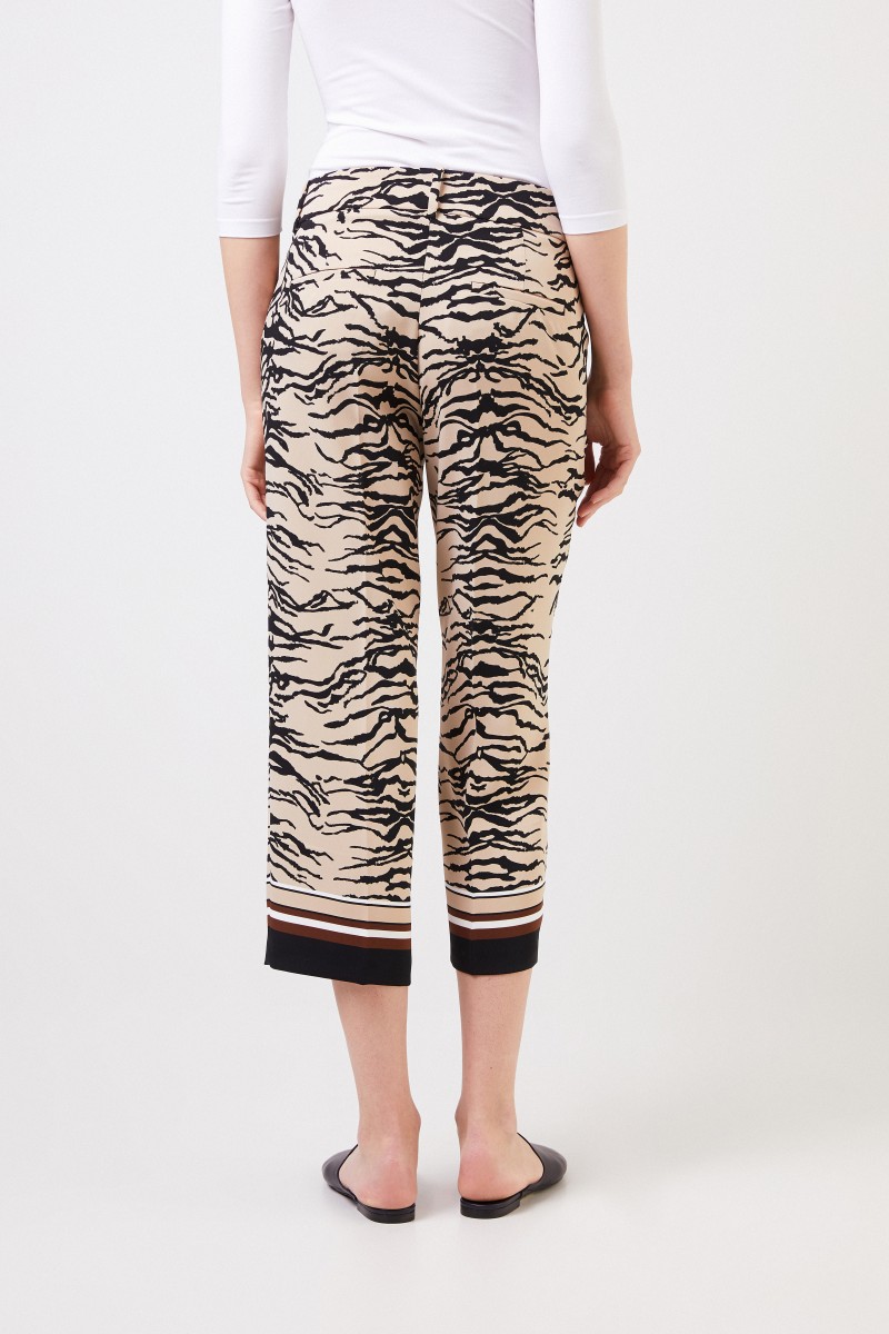 Cambio Hose 'Claire' mit Tiger-Print Beige/Multi