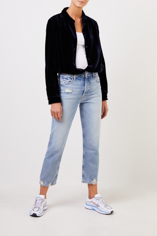 Aspesi Samt-Bluse Marineblau