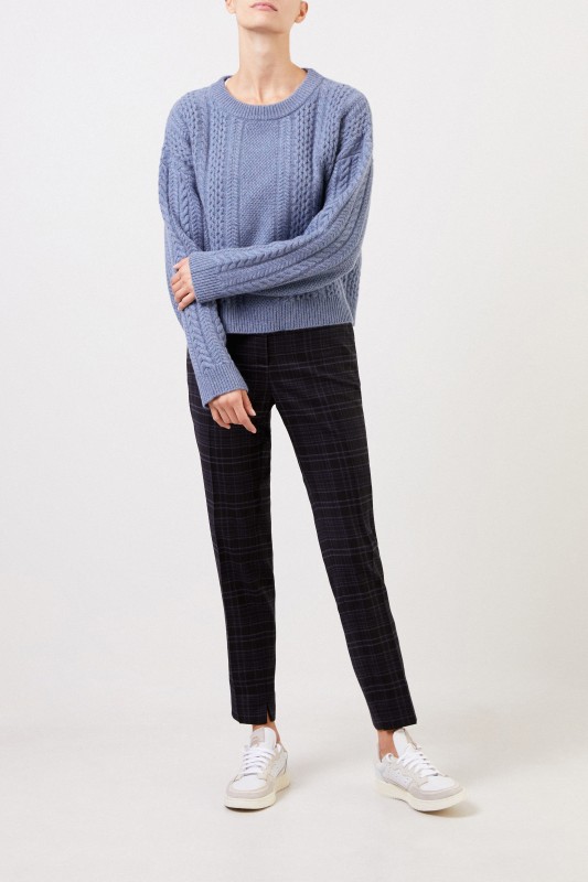 Cappellini Woll-Hose mit Glencheck Blau/Multi
