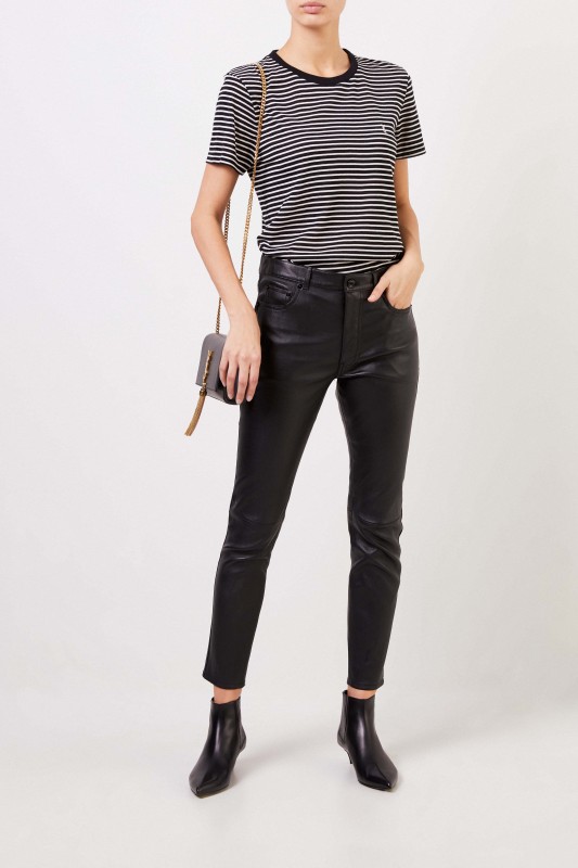 Saint Laurent T-Shirt mit Streifen Schwarz/Weiß