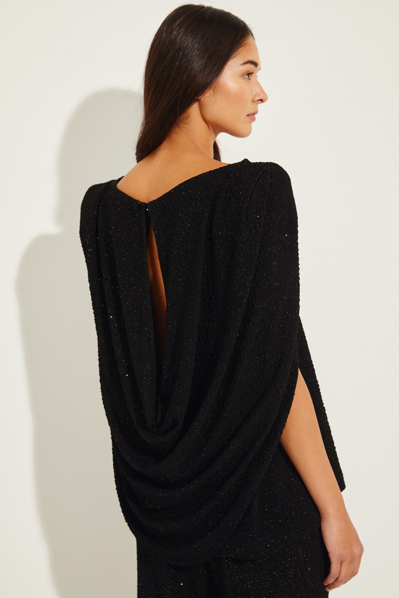 Top mit Glitzerdetails Schwarz