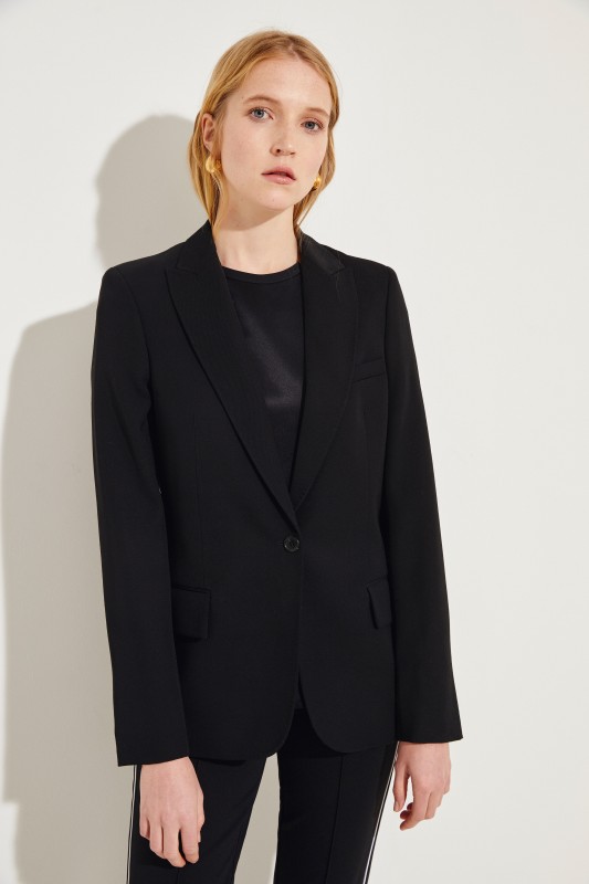 Klassischer Wollblazer Schwarz