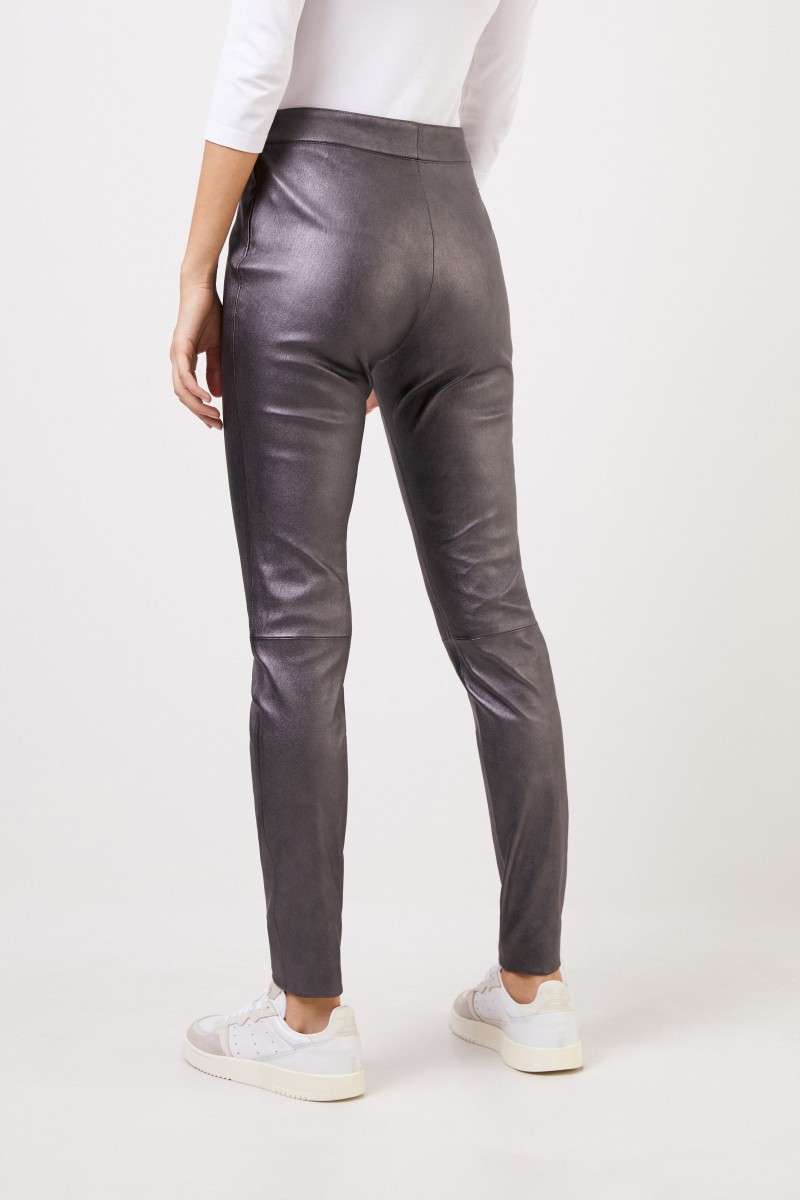 Wildlederleggings mit Glanz-Effekt Graphit