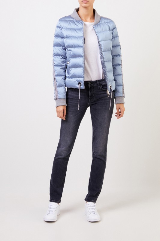Herno Daunenjacke mit College-Kragen Hellblau