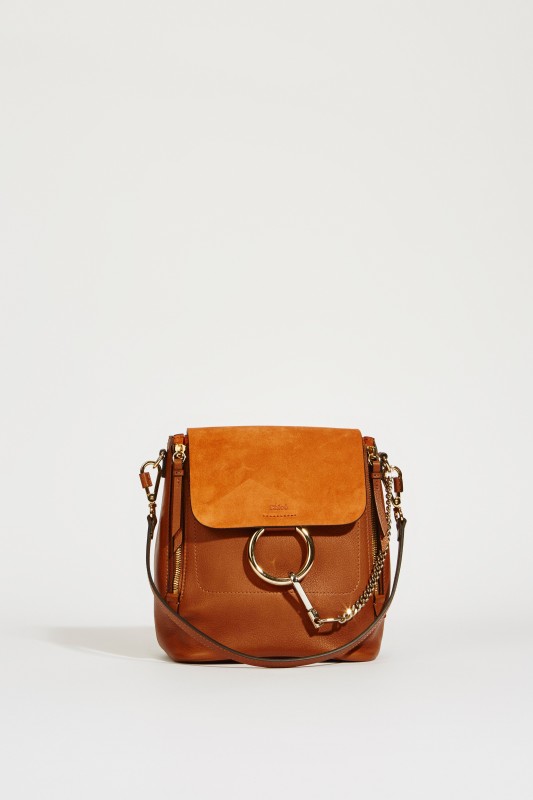 Rucksack 'Faye Backpack' mit Veloursleder-Details Tan