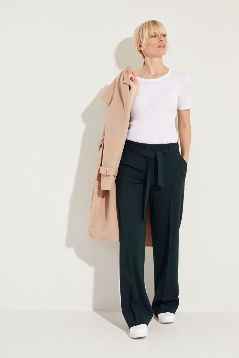 Woll-Hose 'Izabel' mit Gürtel Grün