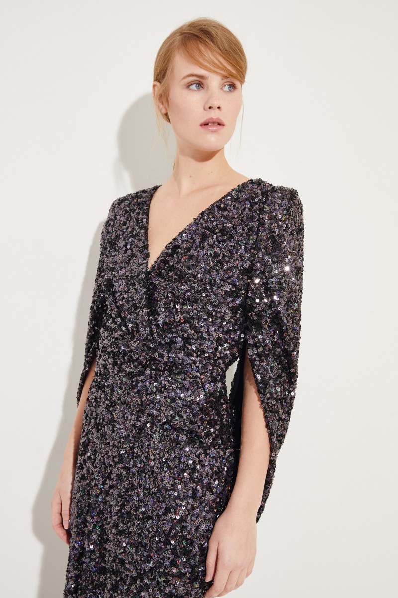 Abendkleid mit Pailletten Schwarz
