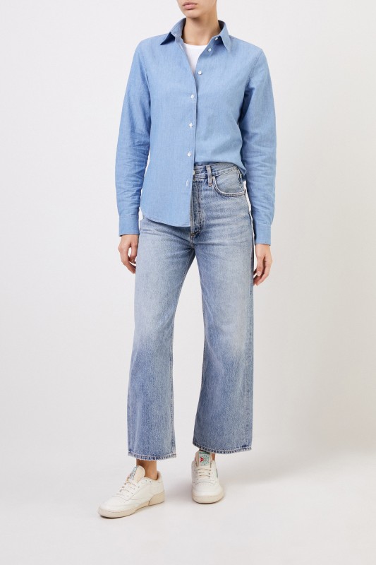 Baumwoll-Bluse Blau