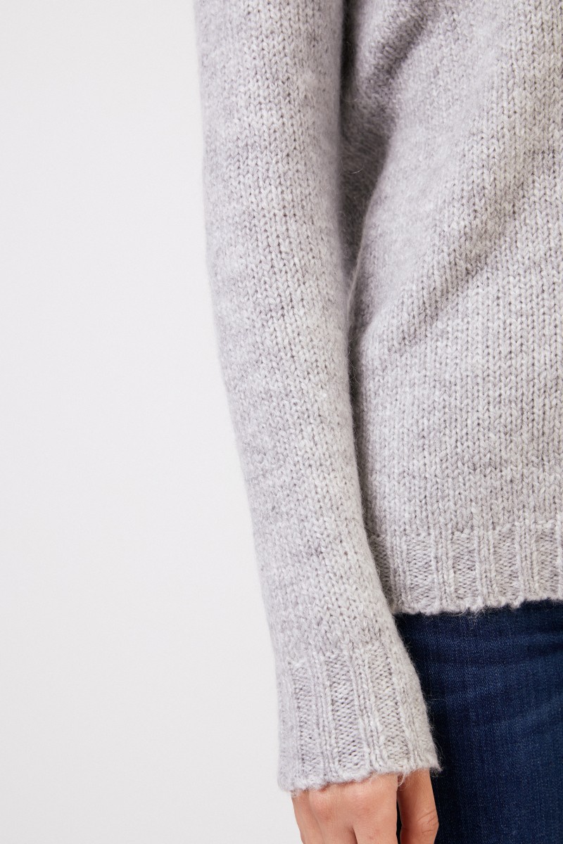 Baumwoll-Mohair-Pullover Hellgrau
