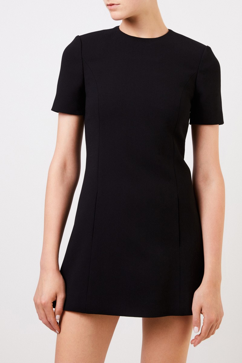 Saint Laurent Kurzes Woll-Kleid Schwarz