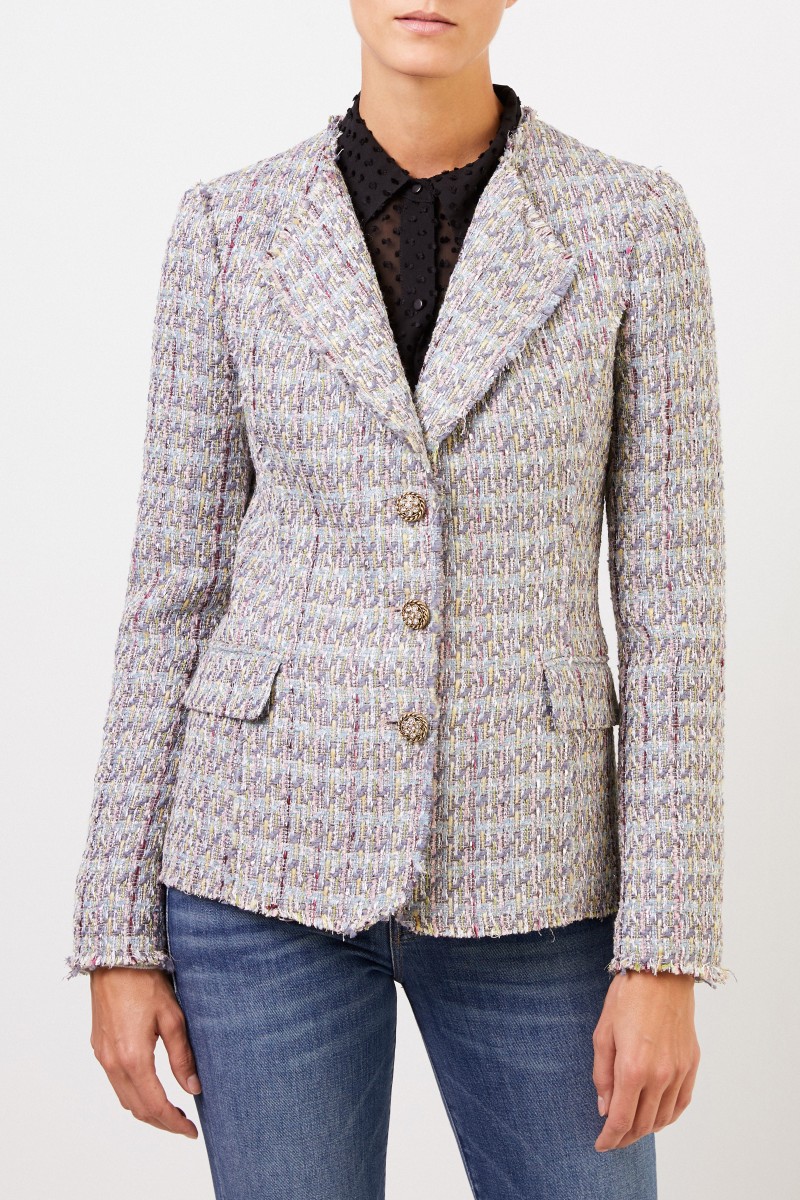 Brock Collection Tweed-Blazer mit Knopfdetails Hellblau/Multi