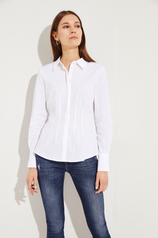 Baumwollbluse mit Schößchen Weiß