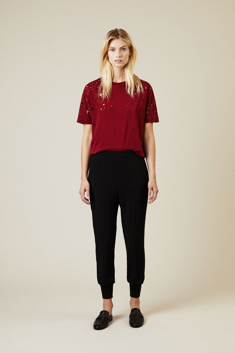 Hose mit Strickbündchen Schwarz