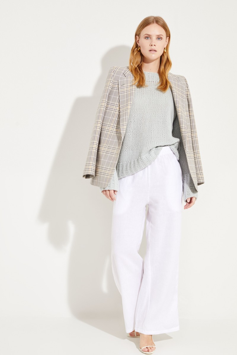Handstrick-Cashmere-Pullover Salbei